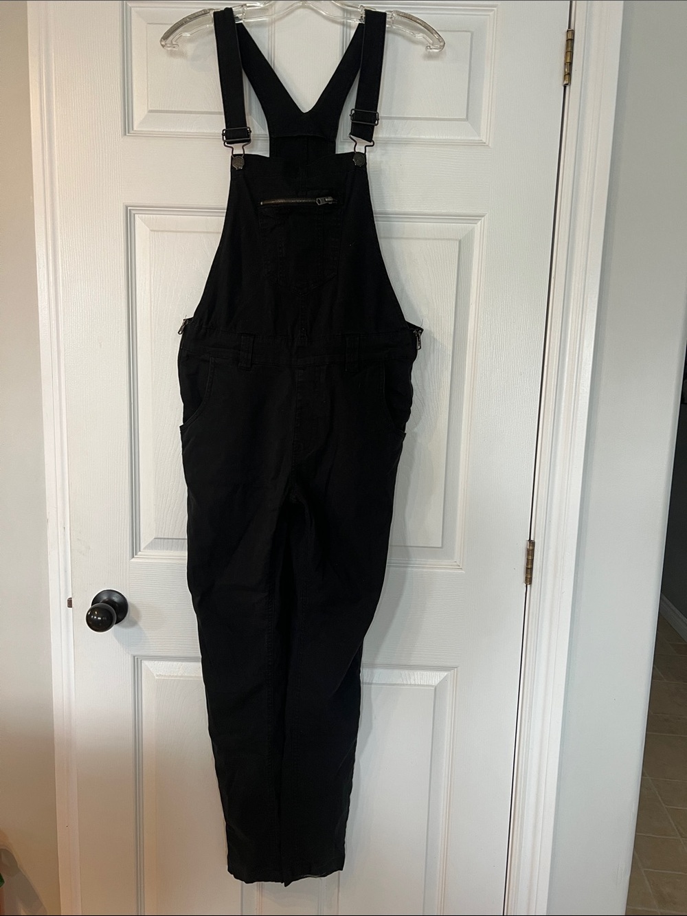 Triple Five Soul Black Women's Denim Overalls with Front Zip Pocket